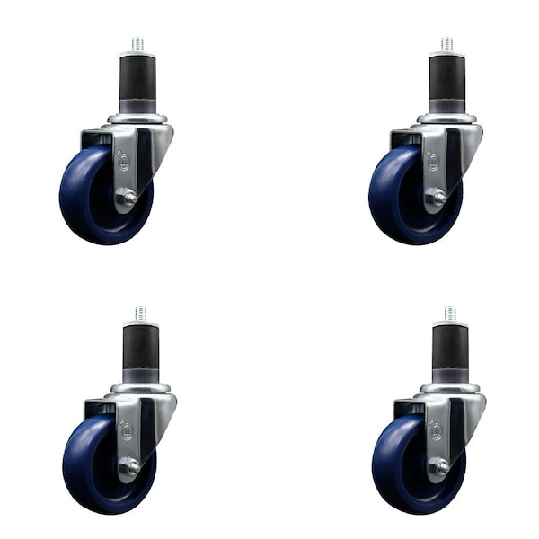 3.5'' Solid Poly Wheel Swivel 1-5/8'' Expanding Stem Caster Set, 4PK